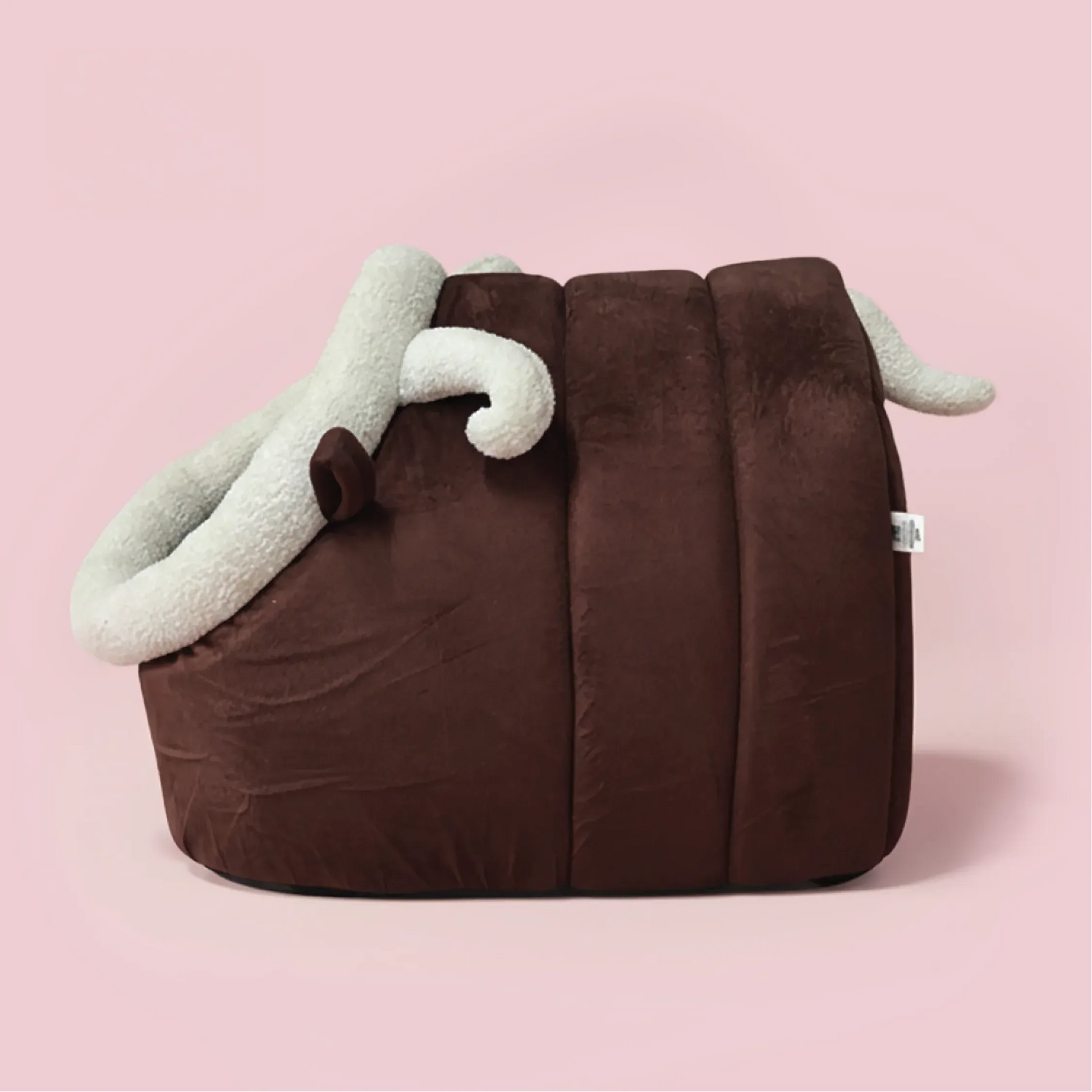 CocoaGrotto Bed | Plush Velvet Pet Bed with Ears | Washable, Non-Slip & Cuddle-Ready Comfort - Tilting Heads