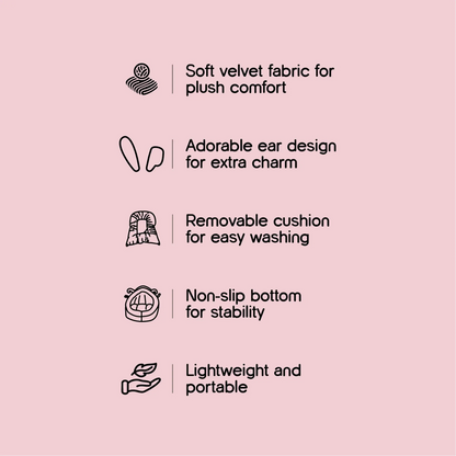 CocoaGrotto Bed | Plush Velvet Pet Bed with Ears | Washable, Non-Slip & Cuddle-Ready Comfort - Tilting Heads