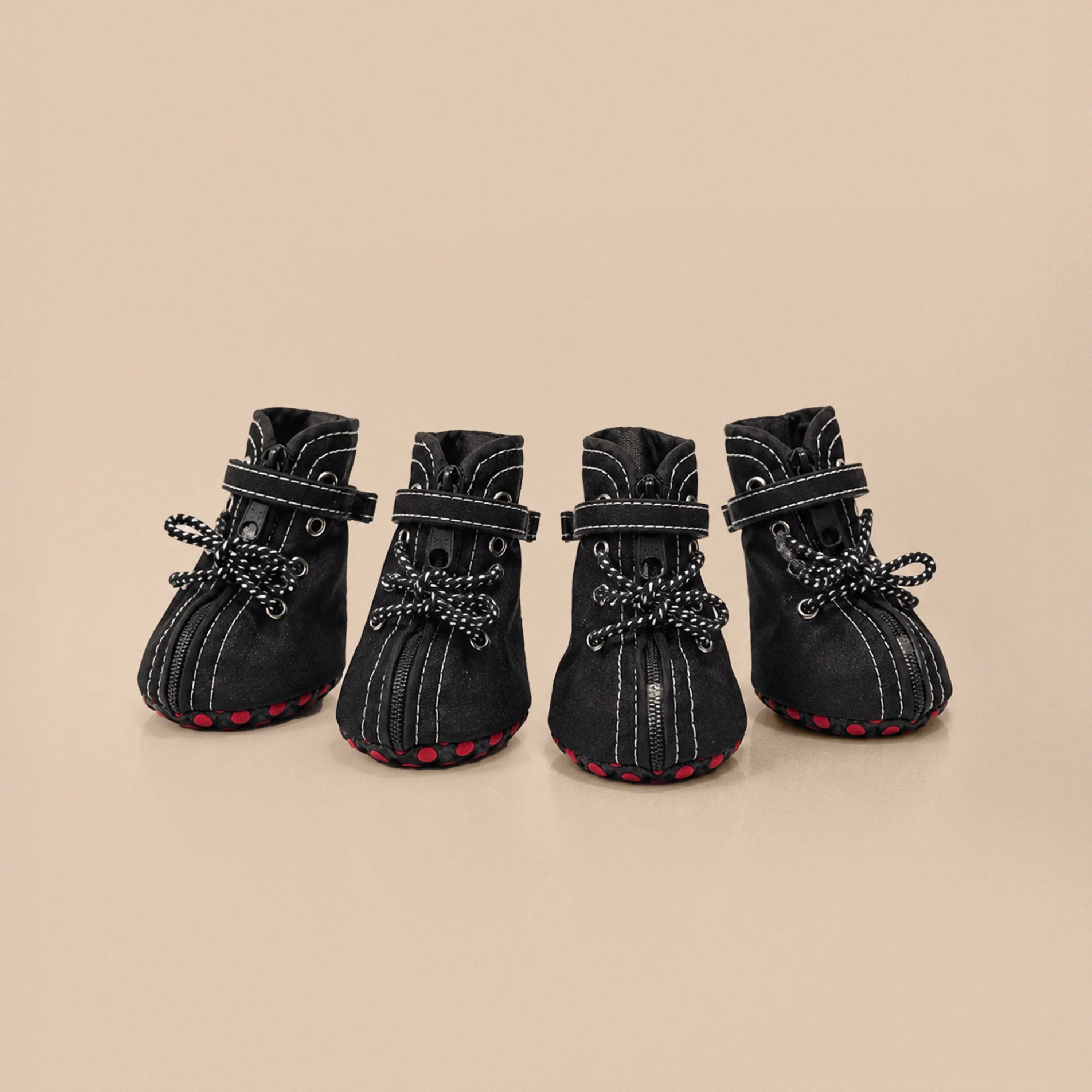 CrimsonTrail Boots – Anti-Slip Waterproof Faux Leather Paw Protector Shoes with Velcro Strap & Zip Closure