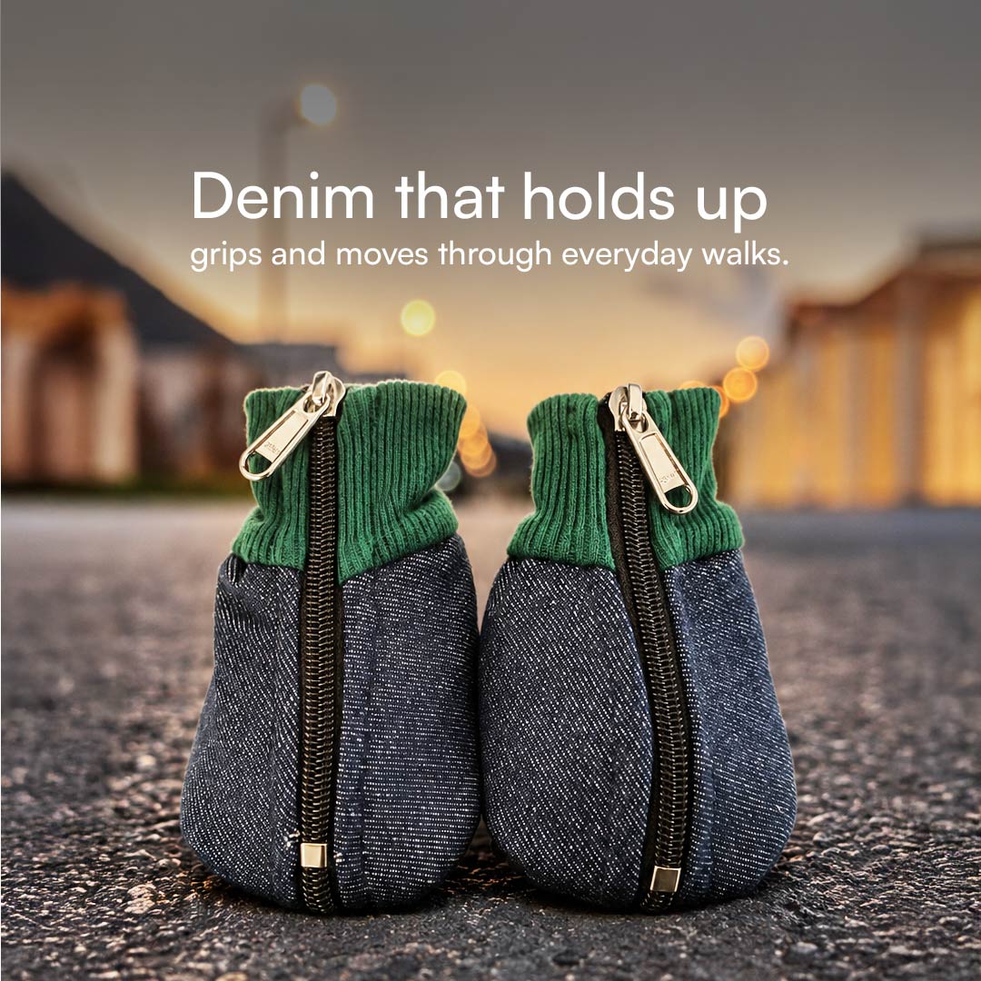 DenimDrip Boots – Warm, Stylish & Secure Paw Protection for Winter