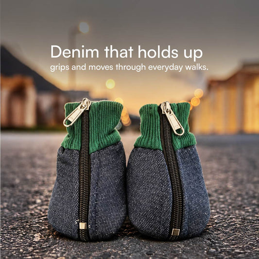 DenimDrip Boots – Warm, Stylish & Secure Paw Protection for Winter