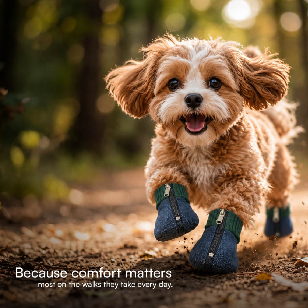DenimDrip Boots – Warm, Stylish & Secure Paw Protection for Winter