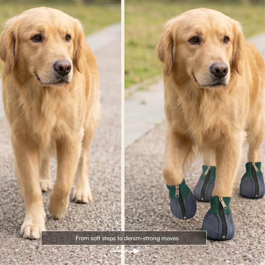 DenimDrip Boots – Warm, Stylish & Secure Paw Protection for Winter