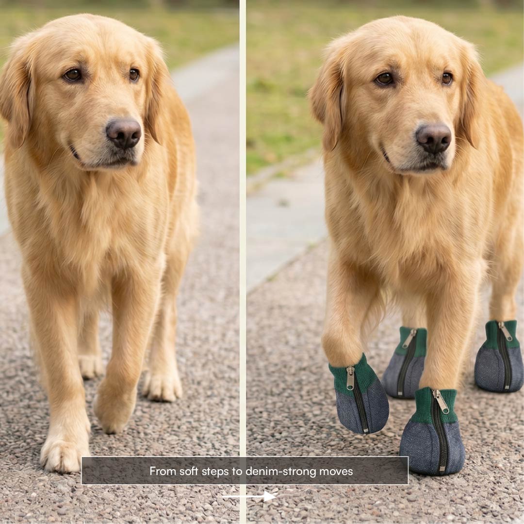 DenimDrip Boots – Warm, Stylish & Secure Paw Protection for Winter