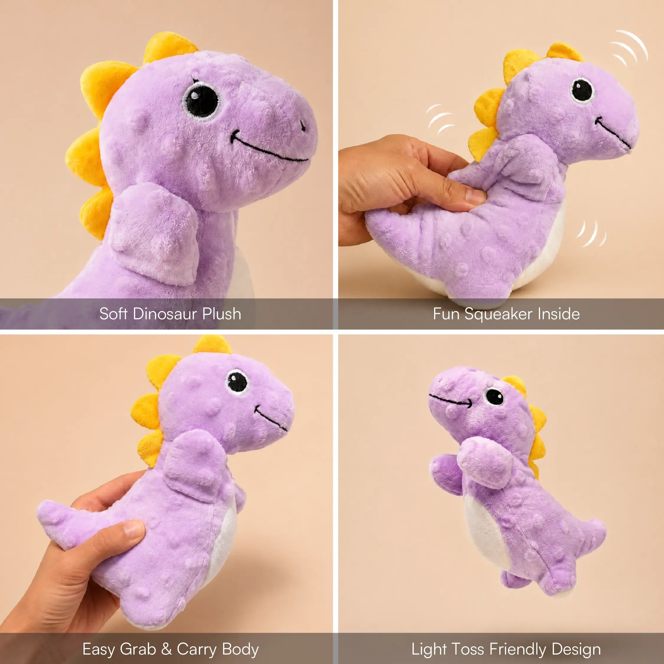 DinoRoar Toy – Dinosaur Plush Squeaky Toy for Pets