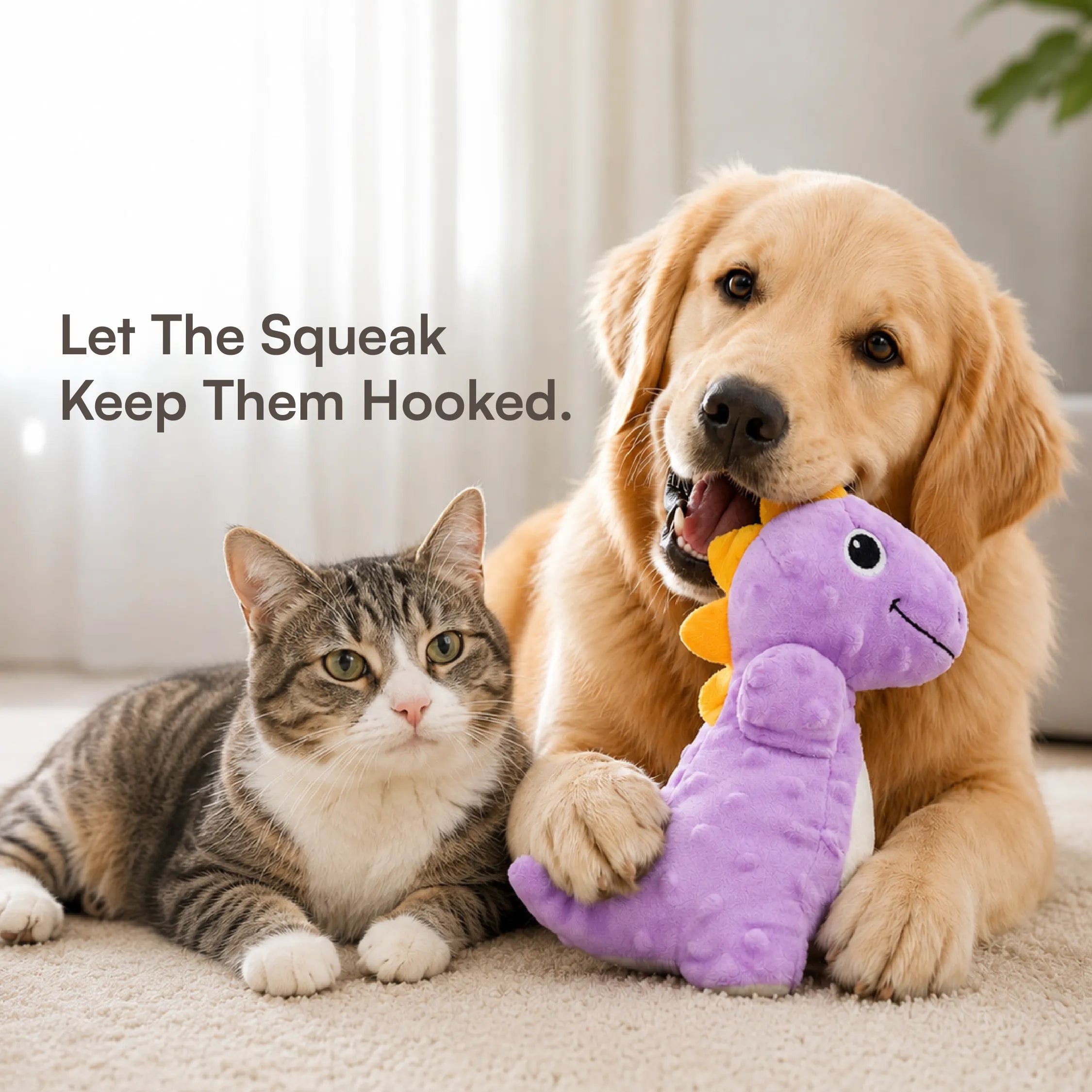 DinoRoar Toy – Dinosaur Plush Squeaky Toy for Pets