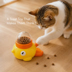 DuckDash Treat Toy – Puzzle Treat Dispenser for Dogs & Cats with Press-To-Release Handle, Treat Window & Interchangeable Lids