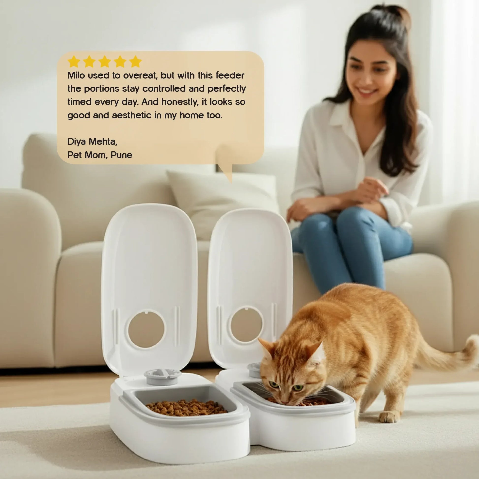 FeedSync | Pre-Portioned Auto Feeder | Keeps Mealtimes On Track - Tilting Heads