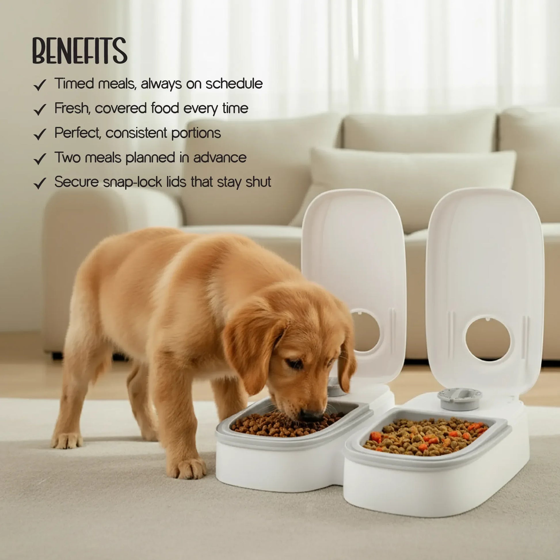 FeedSync | Pre-Portioned Auto Feeder | Keeps Mealtimes On Track - Tilting Heads