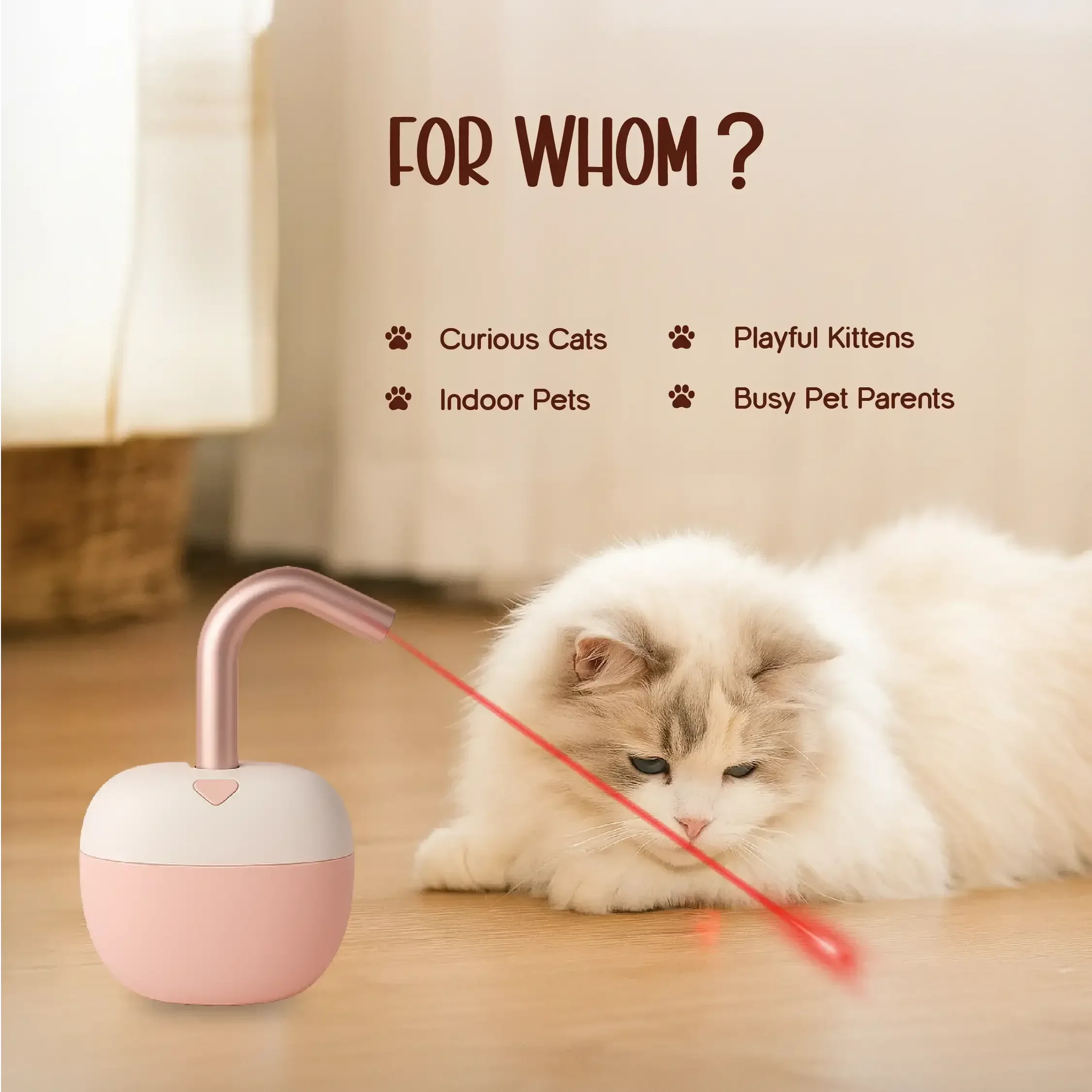 FelineBeam – Smart Touch-Activated Laser Toy for Active Indoor Cats - Tilting Heads