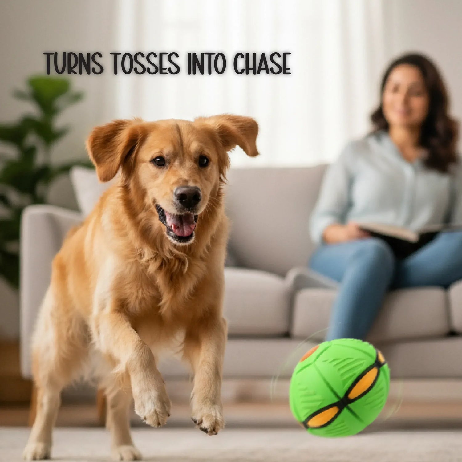 FetchNova UFO Ball | Bounce-Spin Toy | Smart Play for Active Dogs - Tilting Heads