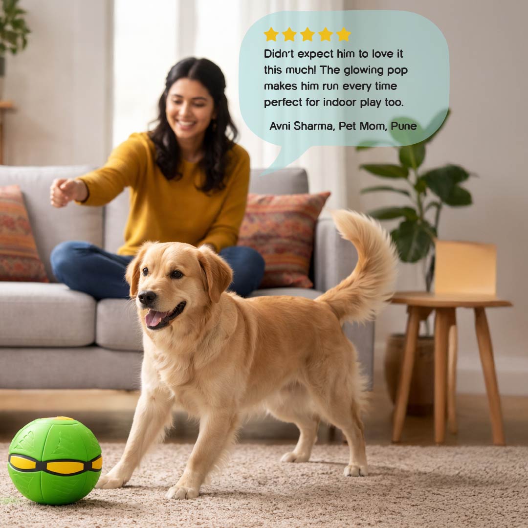 FetchNova UFO Ball | Bounce-Spin Toy | Smart Play for Active Dogs