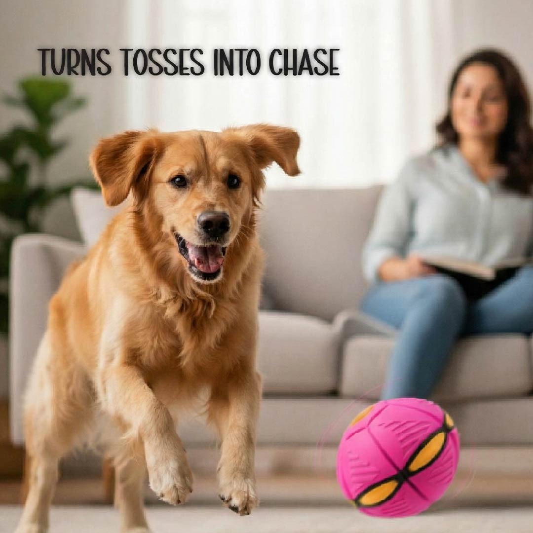 FetchNova UFO Ball | Bounce-Spin Toy | Smart Play for Active Dogs