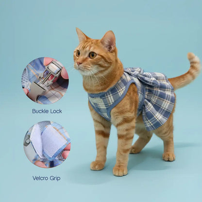FlarePlaid Harness for Cats & Dogs | No-Pull, Breathable & Secure Comfort with a Stylish Plaid Design