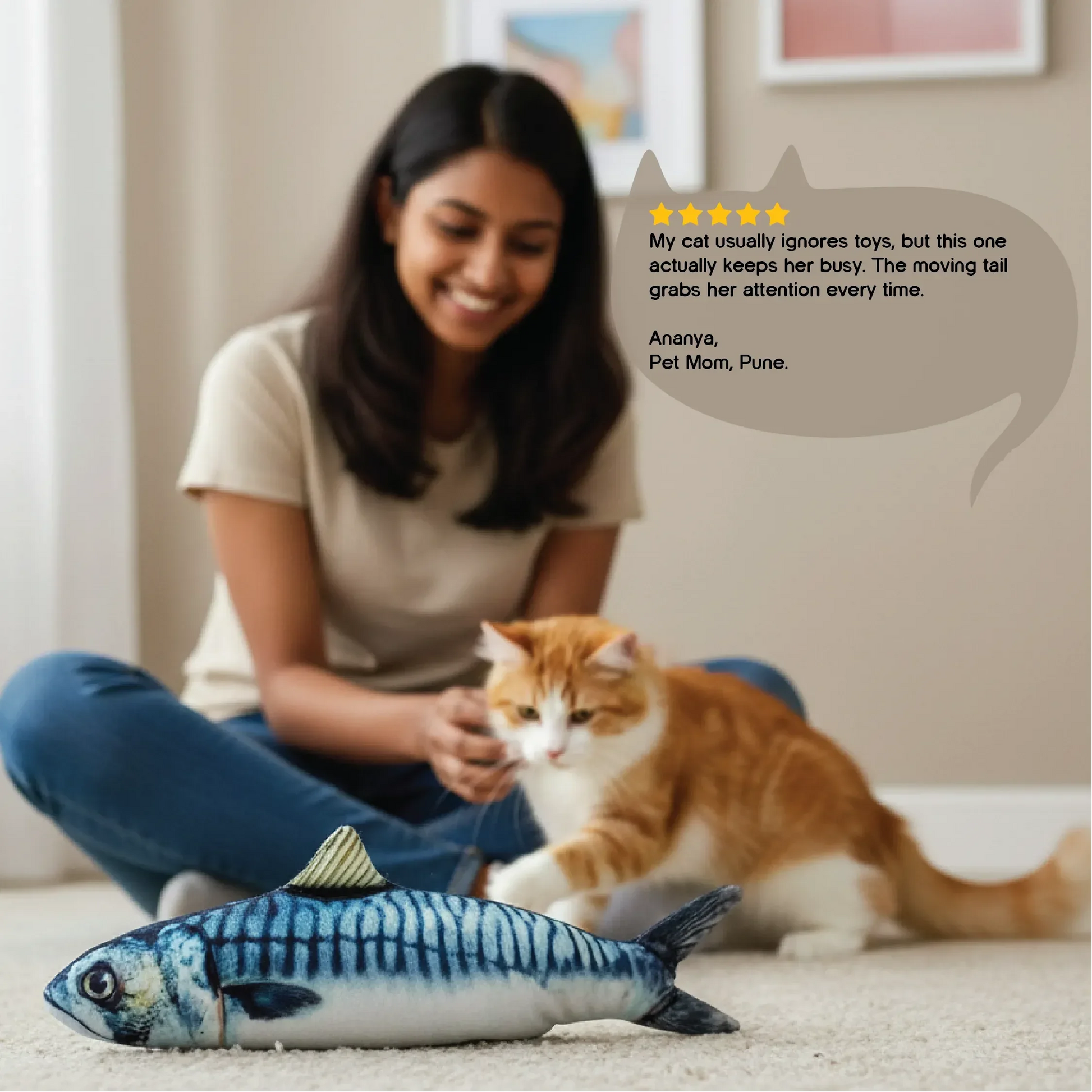 FlippyFish Toy | Smart Motion Play for Cats That Triggers Natural Hunting Instincts - Tilting Heads
