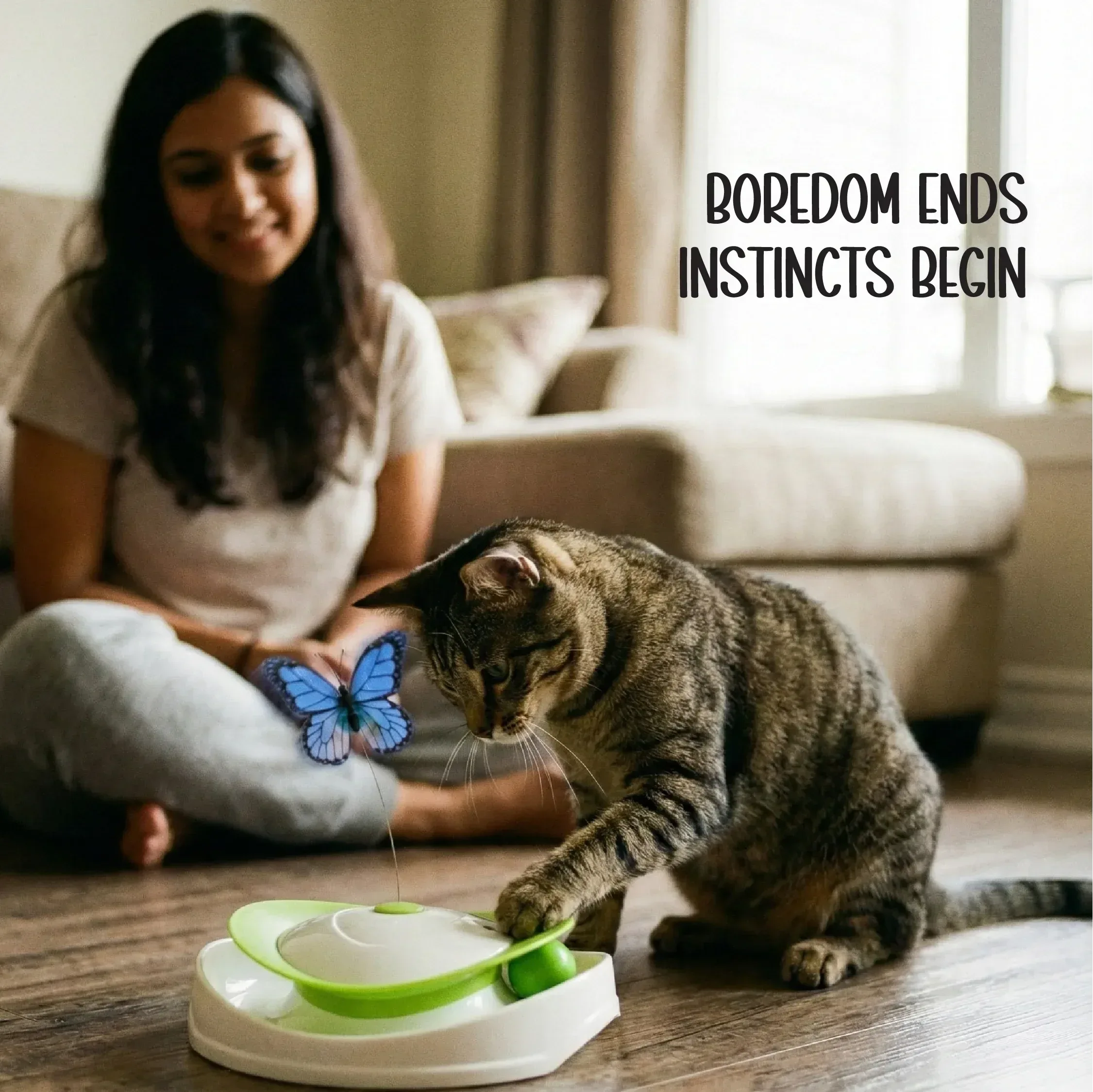 FlutterPlay Toy | Interactive Cat Toy | Boredom-Breaking Indoor Play - Tilting Heads