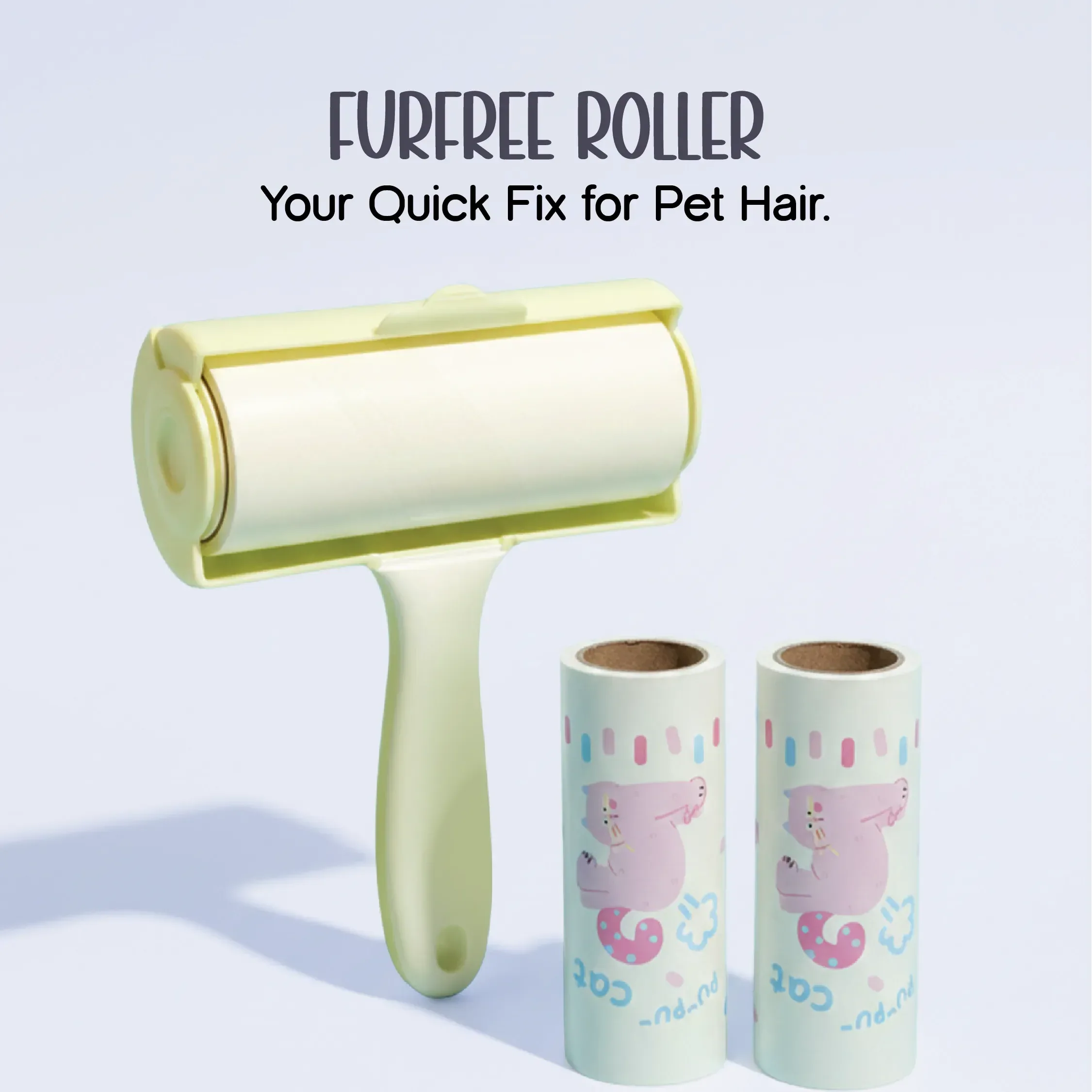FurFree Roller – Instant Pet Hair Remover with 2 Refill Rolls
