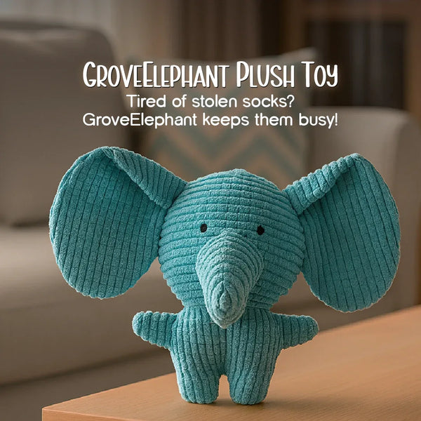 GroveElephant Plush Toy – Double Squeaks, Endless Fun & Stress-Free Play! - Tilting Heads