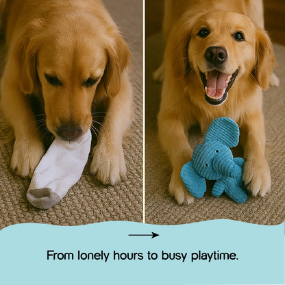 GroveElephant Plush Toy – Double Squeaks, Endless Fun & Stress-Free Play!