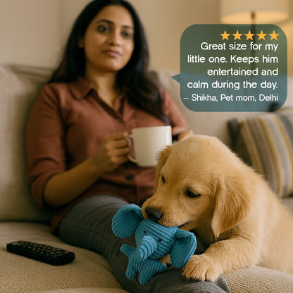 GroveElephant Plush Toy – Double Squeaks, Endless Fun & Stress-Free Play!