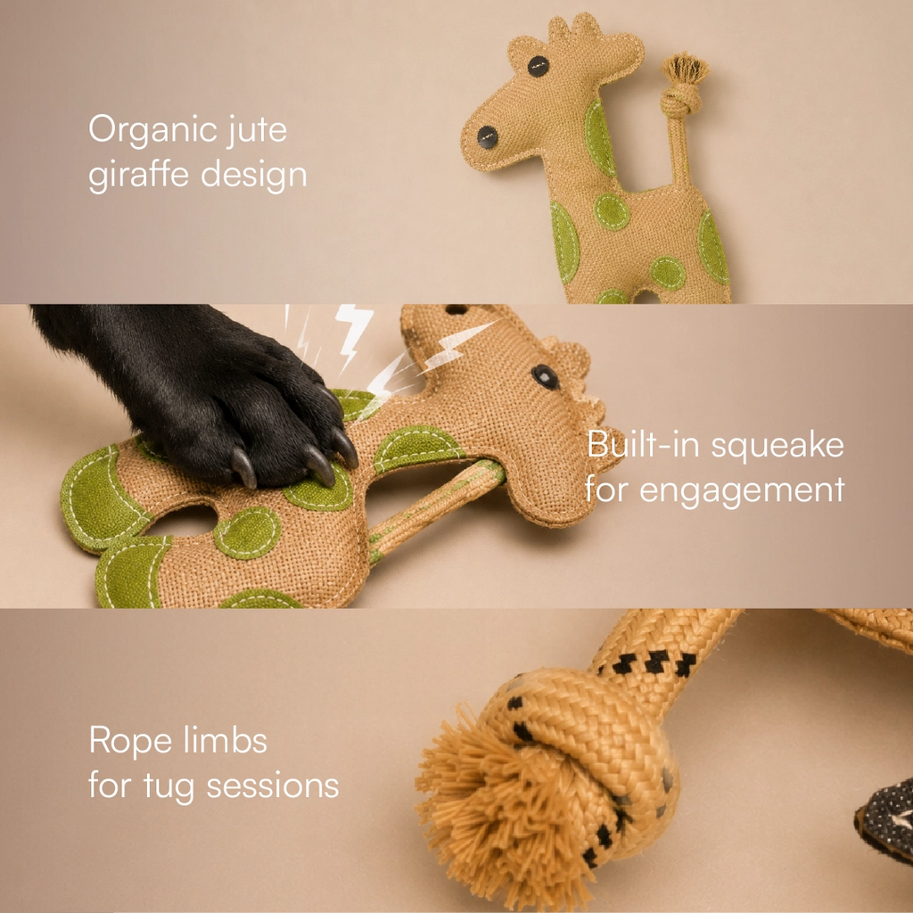 GiraffeChew Toy Organic Jute Chew & Tug Toy For Dogs & Cats