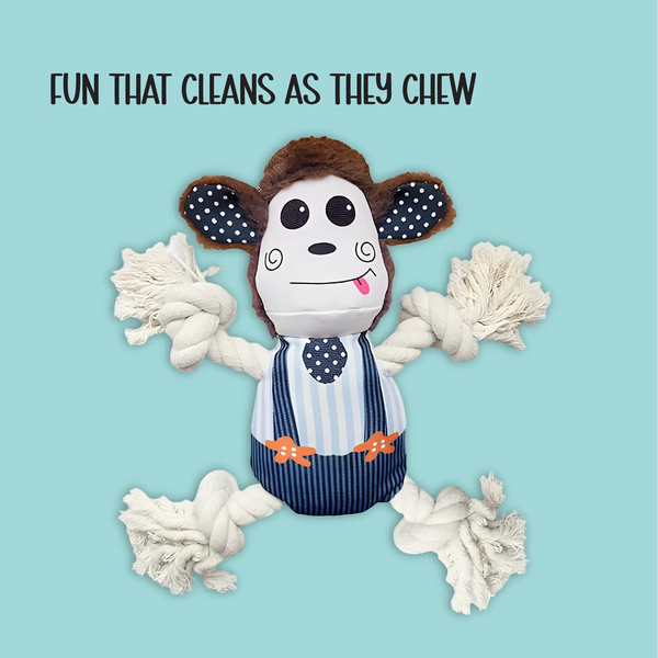GnawMonkey Rope Toy | Chew, Tug & Play | Fun for Healthy Teeth - Tilting Heads