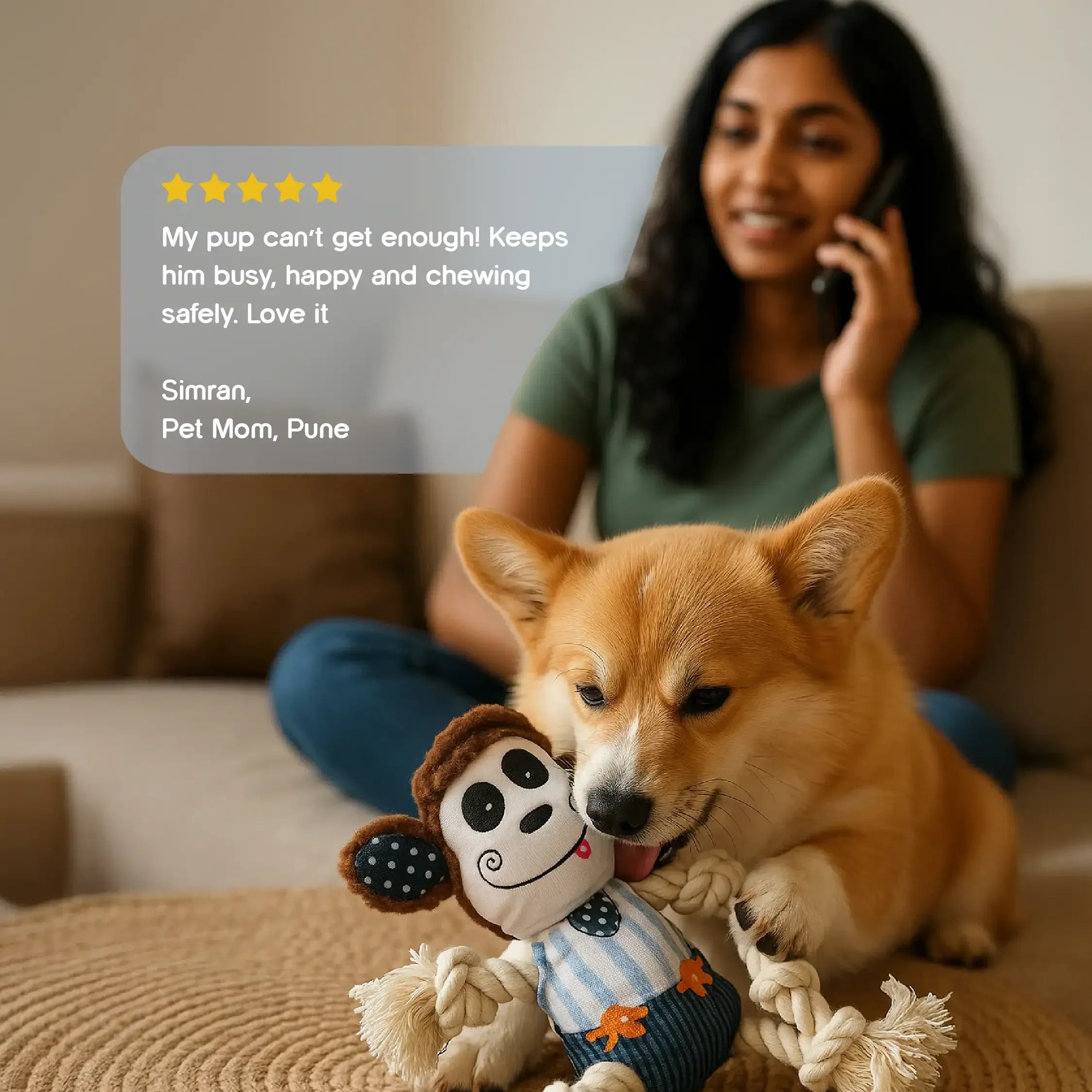 GnawMonkey Rope Toy | Chew, Tug & Play | Fun for Healthy Teeth - Tilting Heads