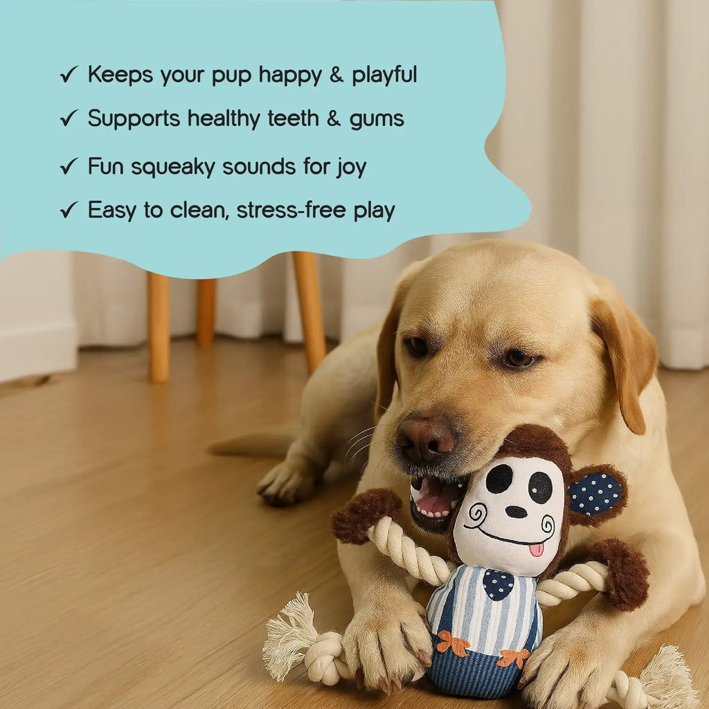 GnawMonkey Rope Toy | Chew, Tug & Play | Fun for Healthy Teeth - Tilting Heads
