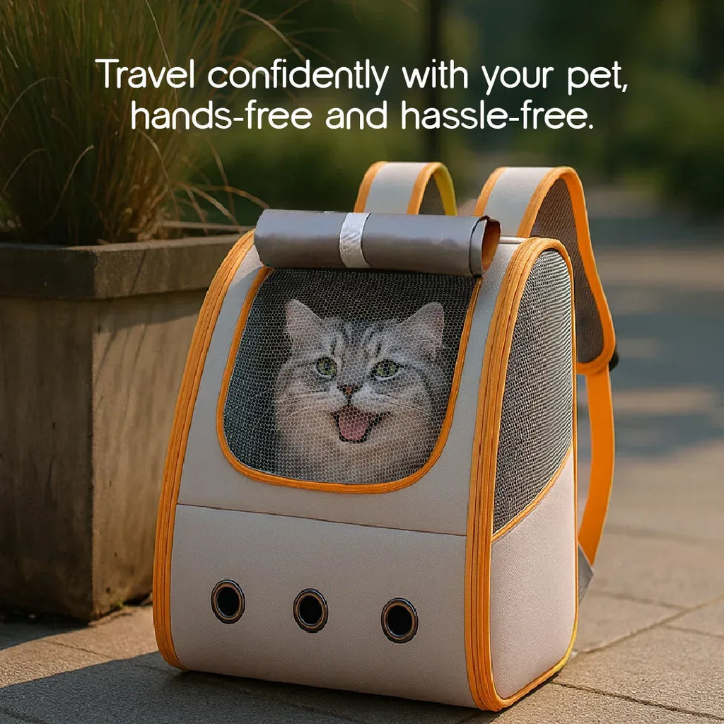 Halo Pet Carrier Bag - Breathable Ventilation, Lightweight Travel Carrier for Small Dogs & Cats| Comfortable & Secure Transport| Upto 7 kgs - Tilting Heads