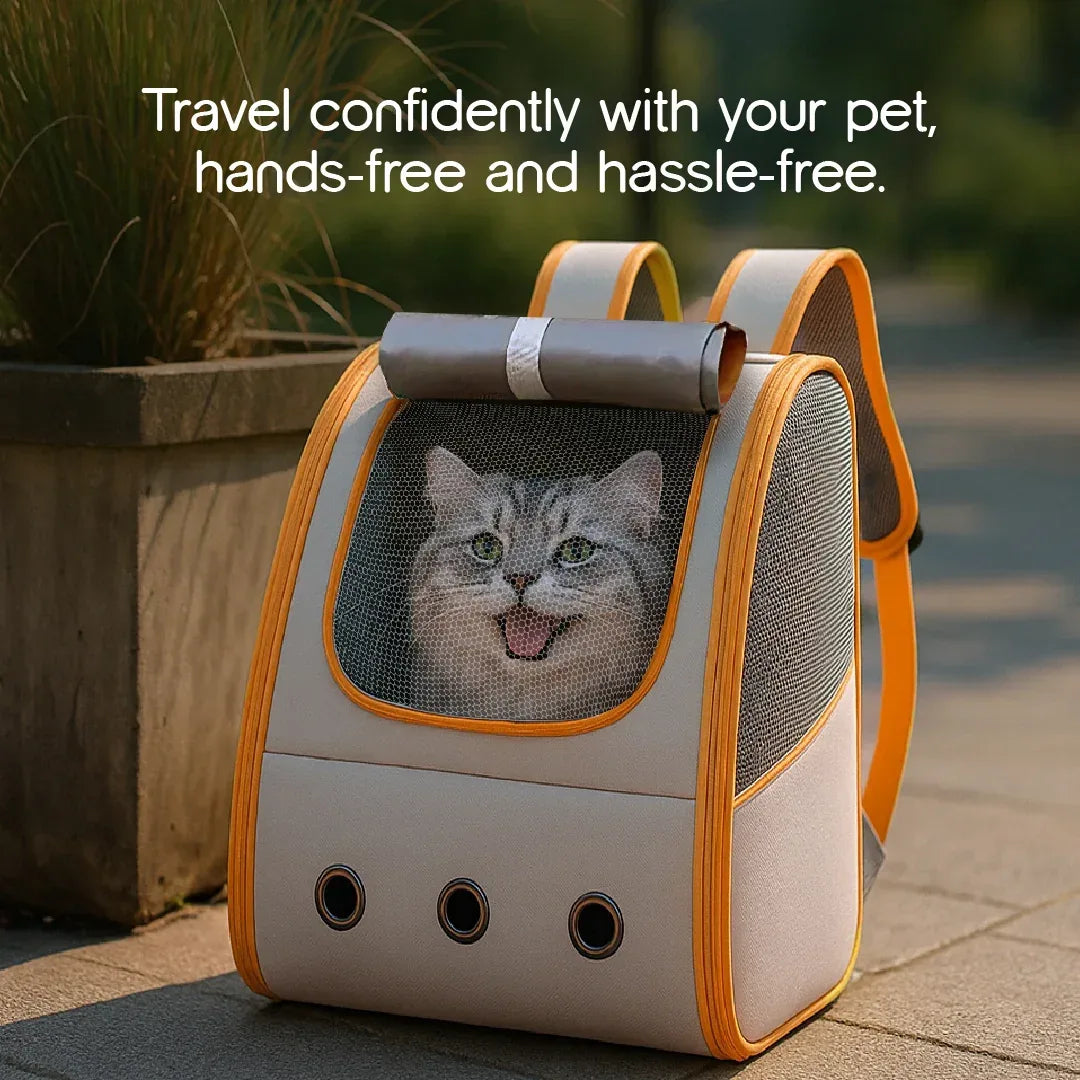 Halo Pet Carrier Bag - Breathable Ventilation, Lightweight Travel Carrier for Small Dogs & Cats| Comfortable & Secure Transport| Upto 7 kgs - Tilting Heads