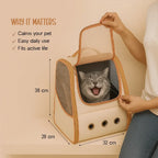 Halo Pet Carrier Bag - Breathable Ventilation, Lightweight Travel Carrier for Small Dogs & Cats| Comfortable & Secure Transport| Upto 7 kgs - Tilting Heads