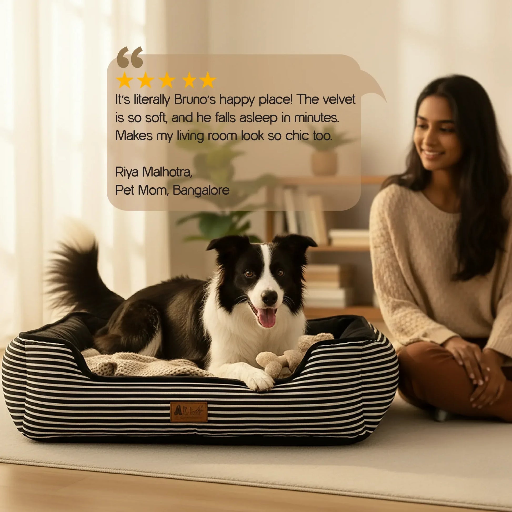 Havana Bed | Ultra-Soft Velvet Pet Bed | Washable, Non-Slip & Perfect for Everyday Snuggles - Tilting Heads