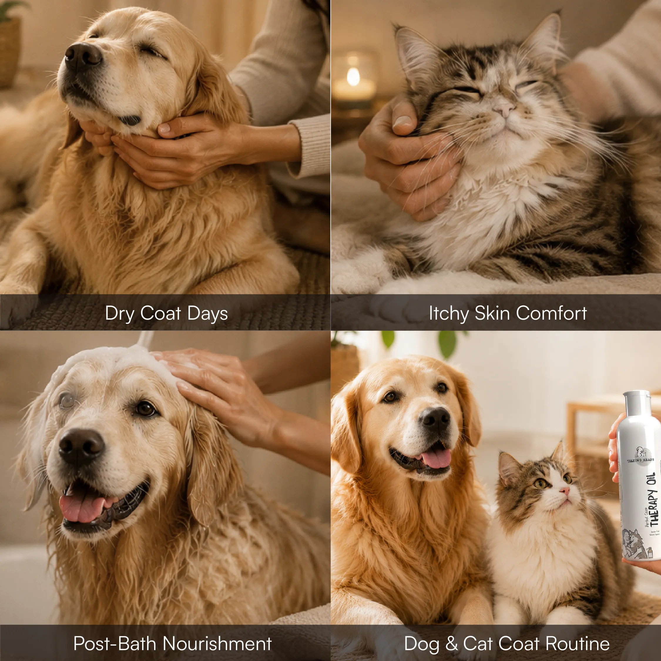 Herbal Coat Therapy Oil | Stress Relief & Relaxation | Natural, Safe Formulation for Dogs & Cats