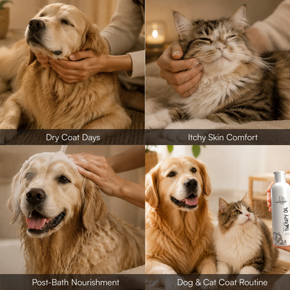 Herbal Coat Therapy Oil | Stress Relief & Relaxation | Natural, Safe Formulation for Dogs & Cats