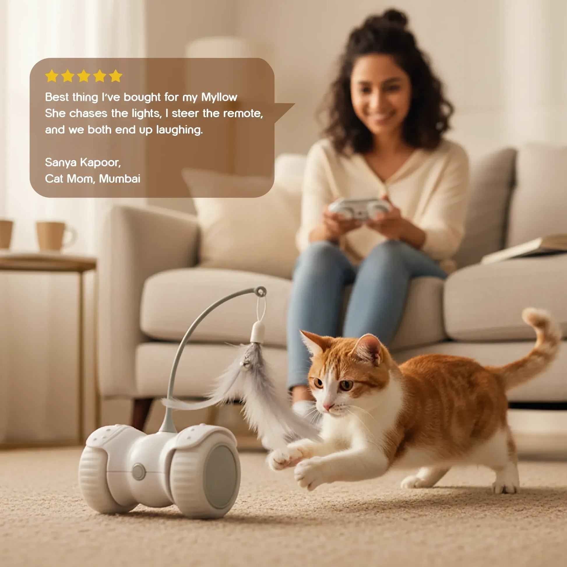 Hover Chase | Interactive LED Toy with Auto & Remote Mode | Boosts Play & Bonding - Tilting Heads