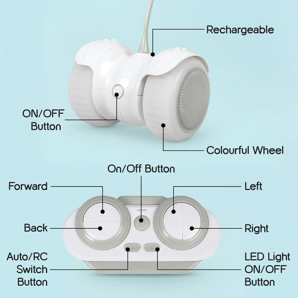 Hover Chase | Interactive LED Toy with Auto & Remote Mode | Boosts Play & Bonding - Tilting Heads