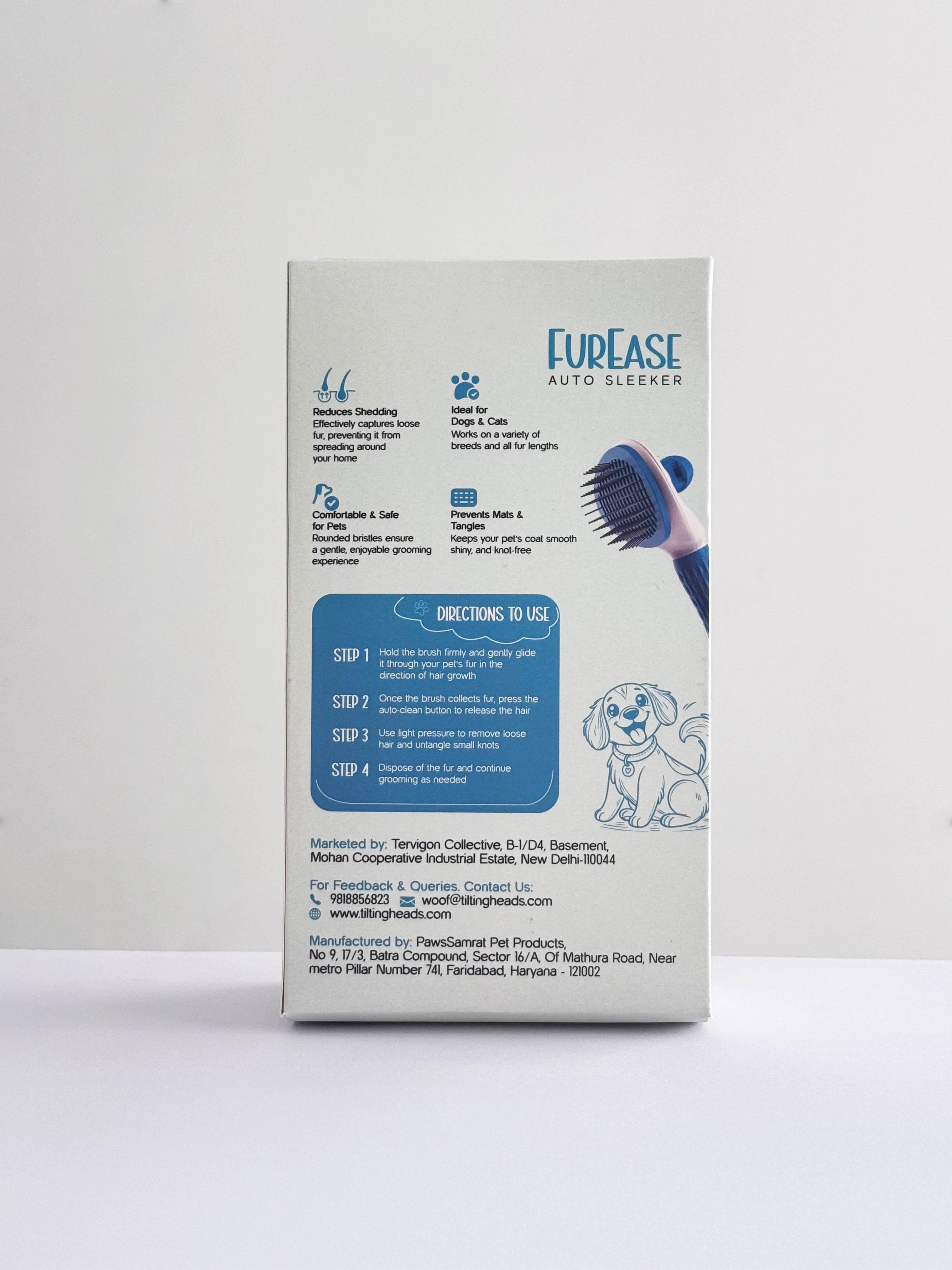 FurEase Click Brush | Pet Grooming Brush | One Glide, Total Shine - Tilting Heads