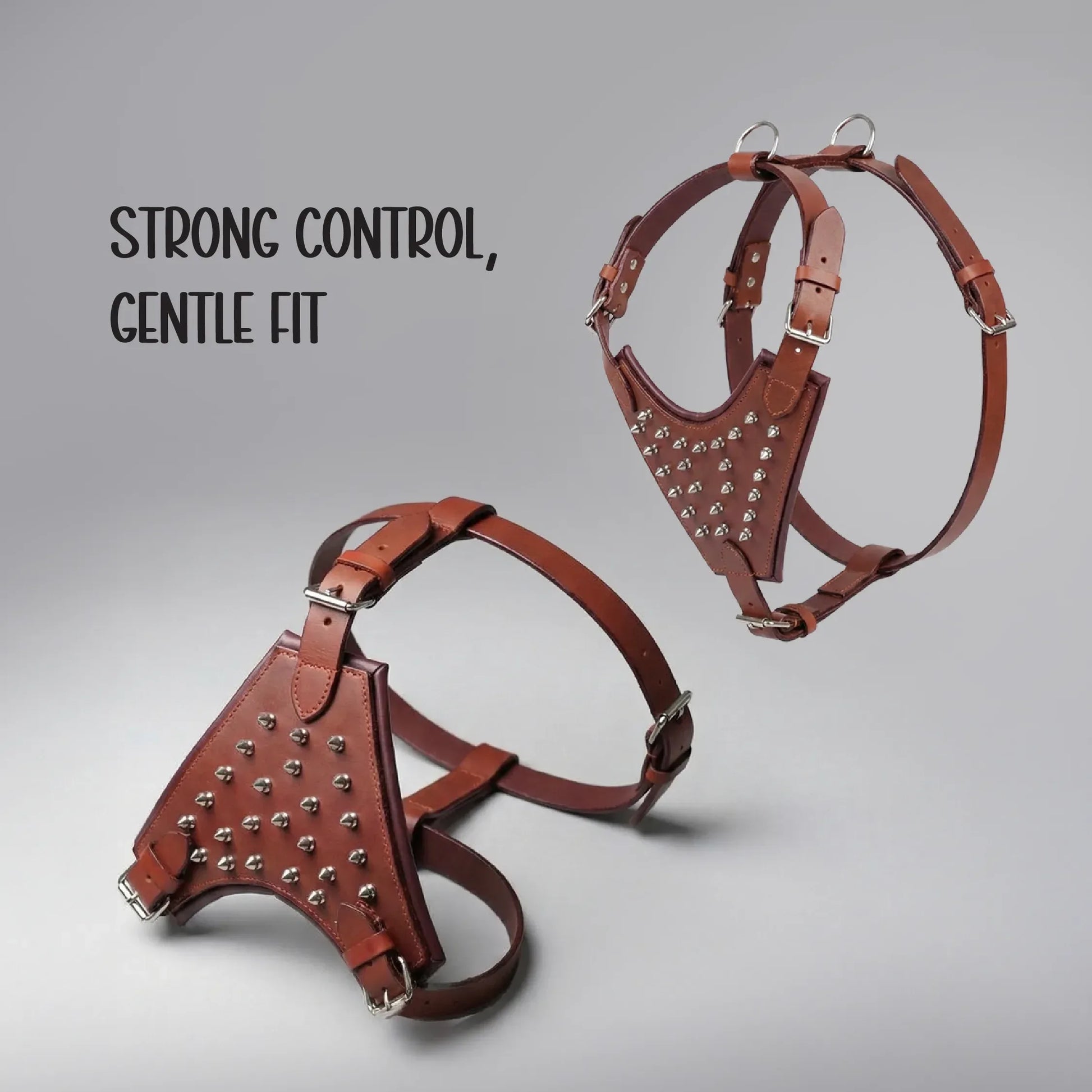 Kingsguard Leather Harness | Genuine Leather Exterior | Rexine Cushioning | No-Choke Walk Control - Tilting Heads