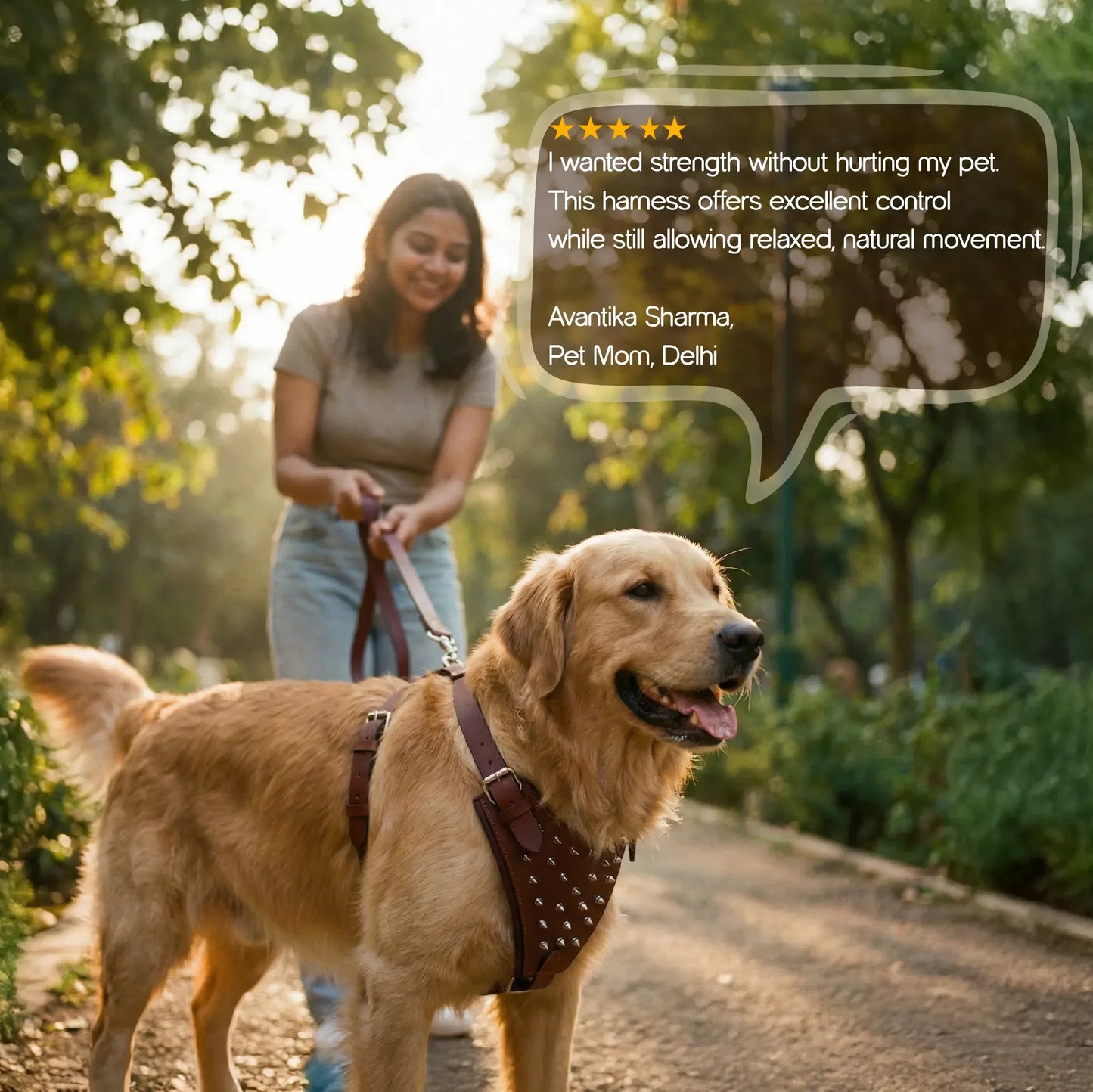 Kingsguard Leather Harness | Genuine Leather Exterior | Rexine Cushioning | No-Choke Walk Control - Tilting Heads