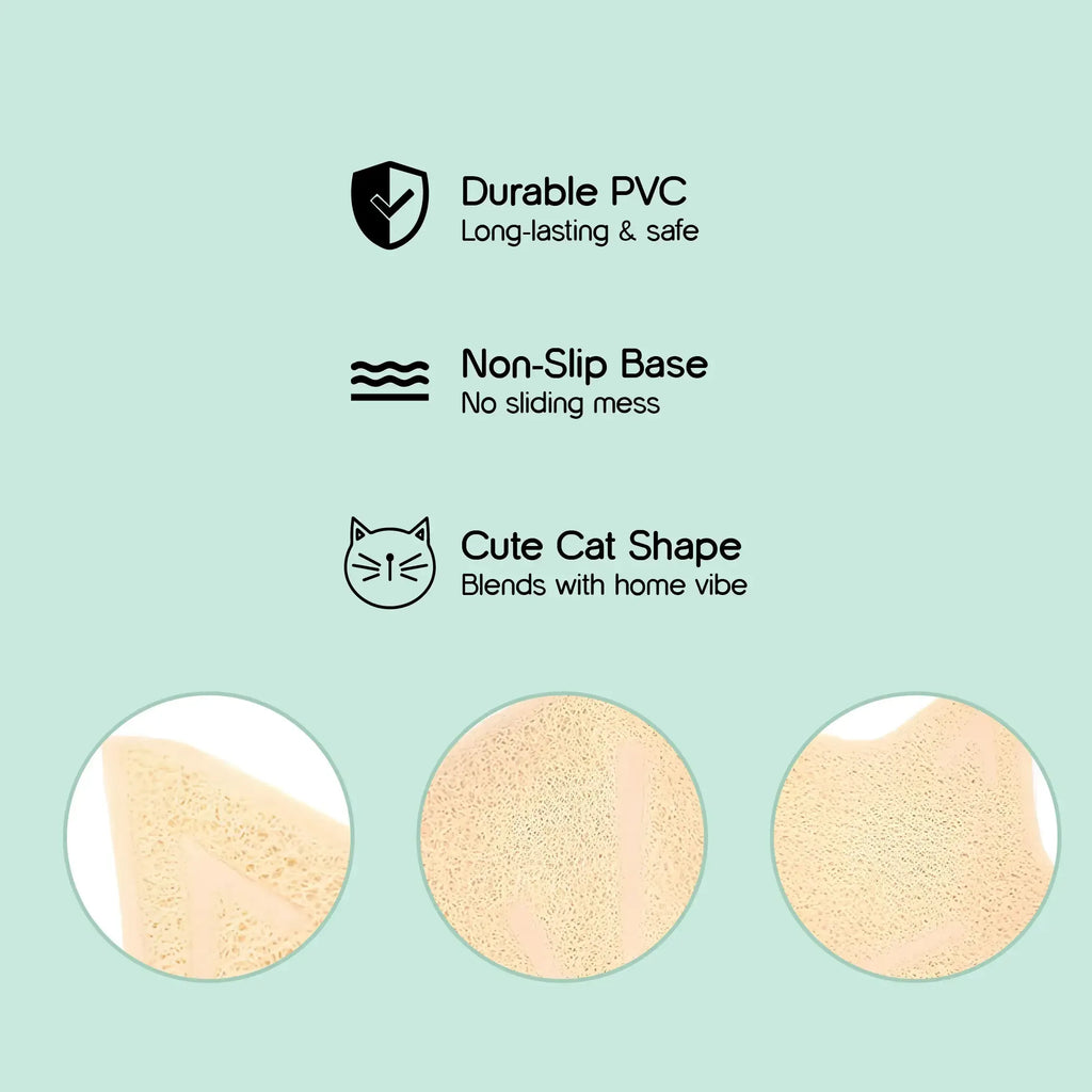 Leo Litter Mat | Hygienic Cat Mat | Durable Non-Slip Litter & Feeding Mat - Tilting Heads