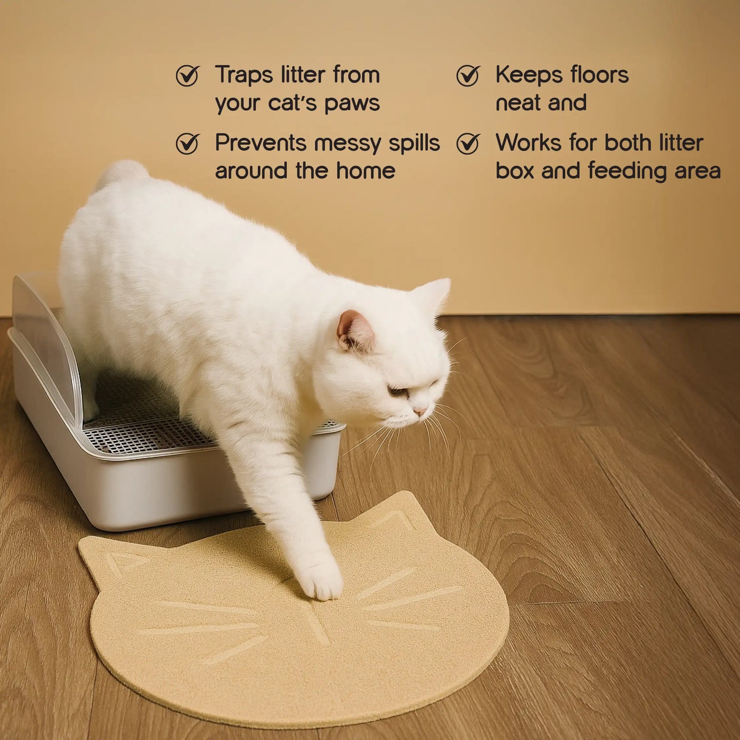 Leo Litter Mat | Hygienic Cat Mat | Durable Non-Slip Litter & Feeding Mat