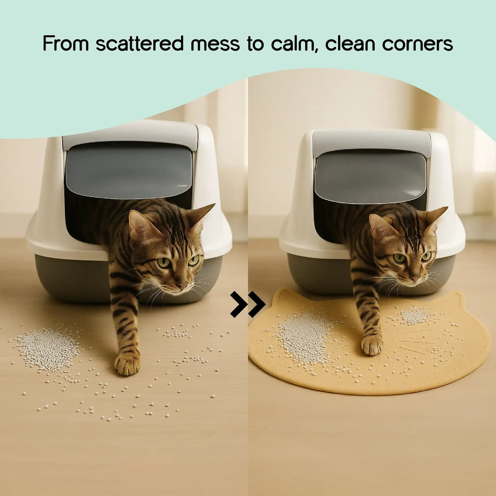 Leo Litter Mat | Hygienic Cat Mat | Durable Non-Slip Litter & Feeding Mat - Tilting Heads