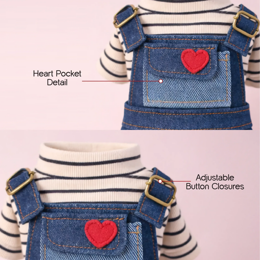 Love Bug Romper – Denim Outfit for Small Pets