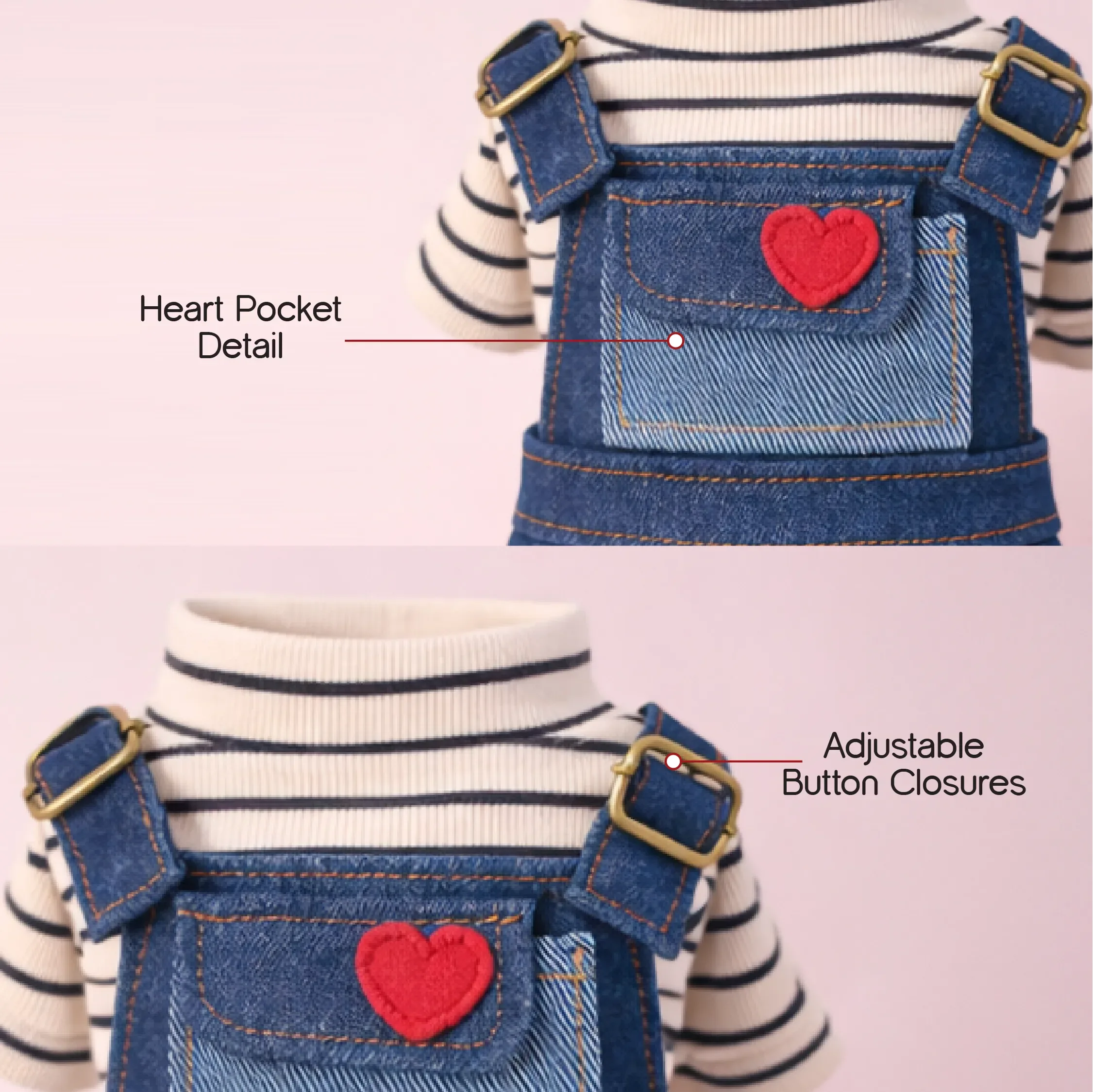 Love Bug Romper – Denim Outfit for Small Pets