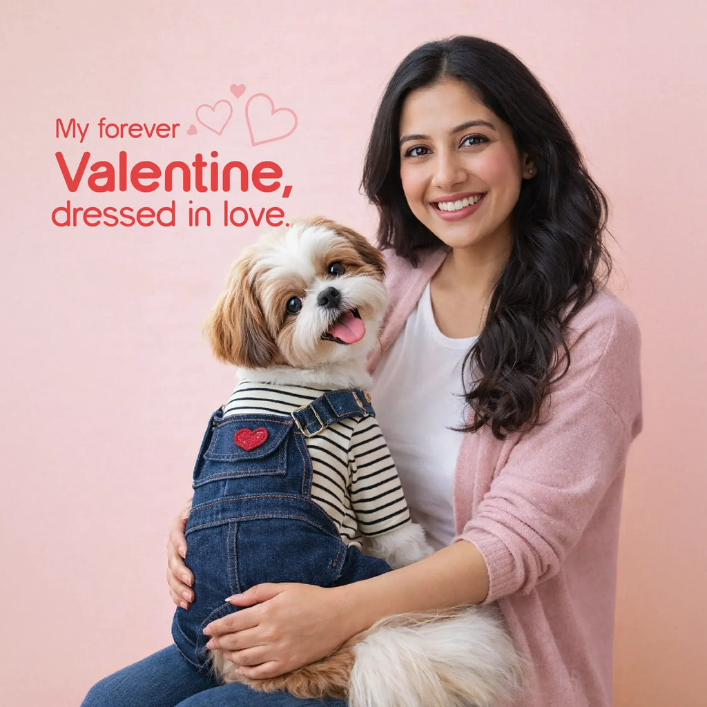 Love Bug Romper – Denim Outfit for Small Pets