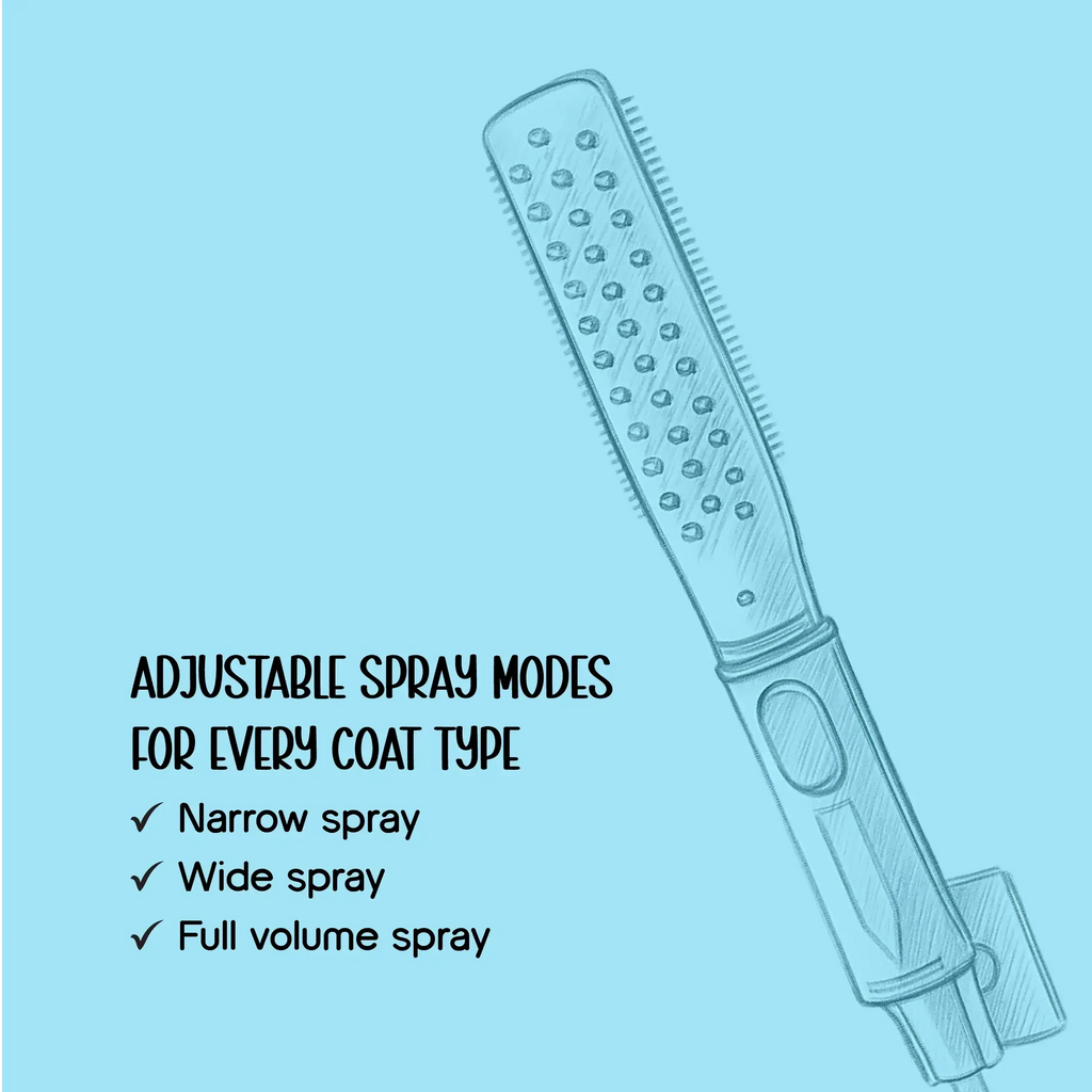LumiRinse Spa Shower | 2-in-1 Sprayer + Grooming Brush - Tilting Heads