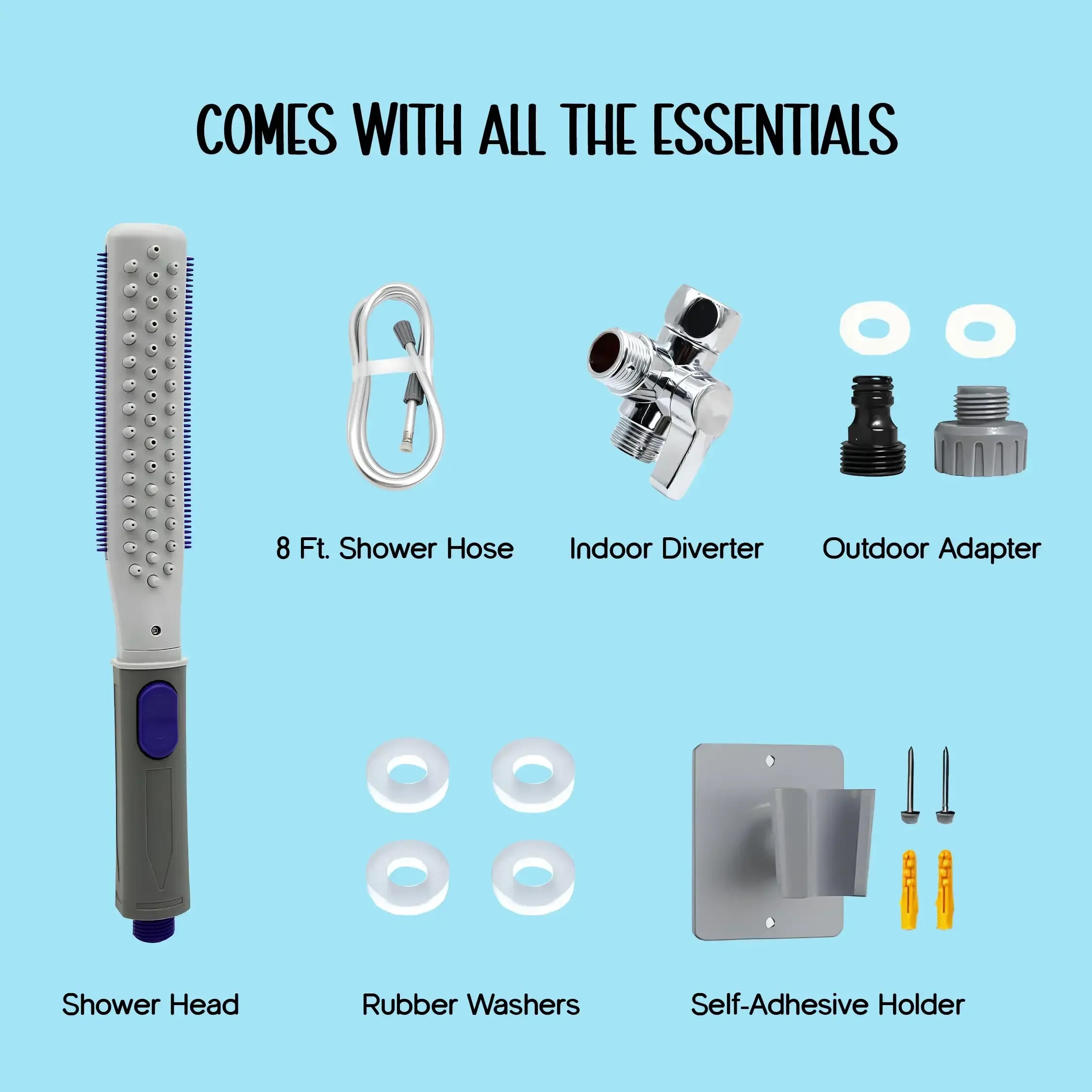LumiRinse Spa Shower | 2-in-1 Sprayer + Grooming Brush - Tilting Heads