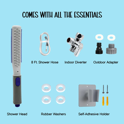 LumiRinse Spa Shower | 2-in-1 Sprayer + Grooming Brush