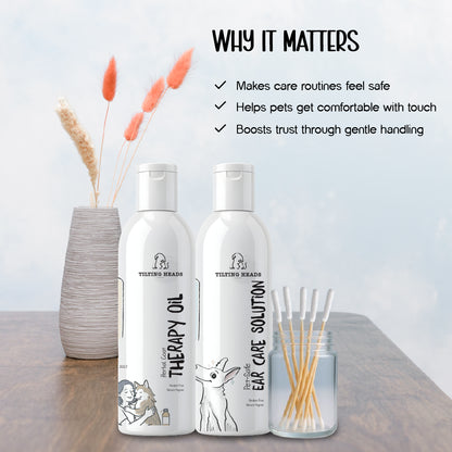 Ease & Soothe Bundle with Herbal Coat Therapy Oil , Ear Care Solution & Earease Swabs