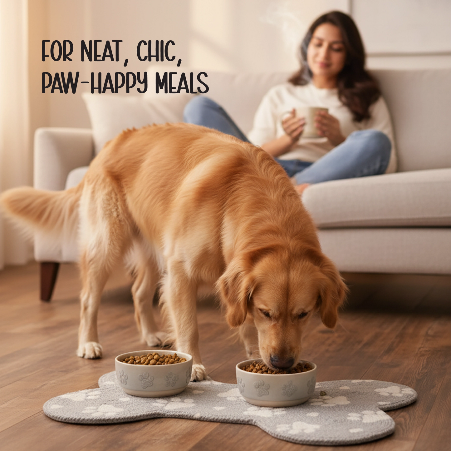 Mealbone Mat | Bone-Shaped, Non-Slip Comfort | Clean Paws, Cozy Floors